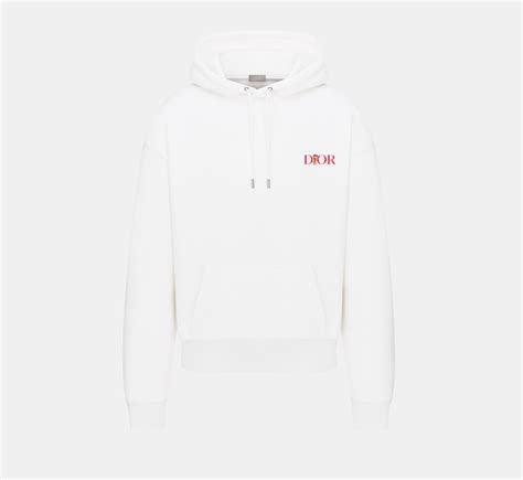 Oversized Dior Jardin Hooded Sweatshirt White Cotton Fleece